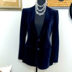Vintage Harrods Blue Velvet Blazer Jacket